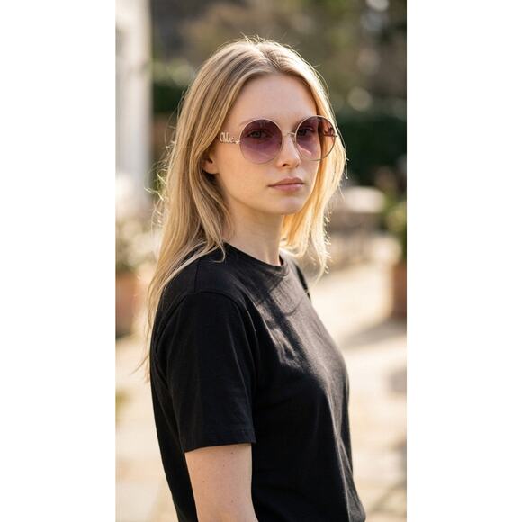 Chloe Goldtone Metal Oversized Round Logo Sunglasses - CH0329S main image 10